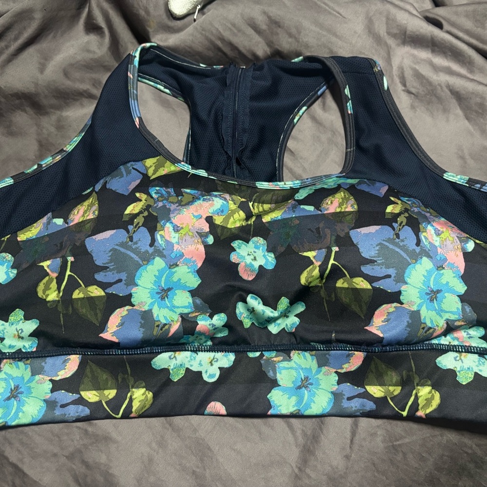 Jessica Simpson Blue Floral Sports Bra